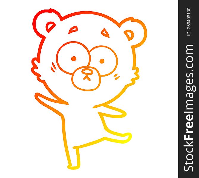 Warm Gradient Line Drawing Worried Bear Cartoon