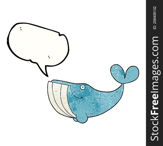 Speech Bubble Textured Cartoon Happy Whale