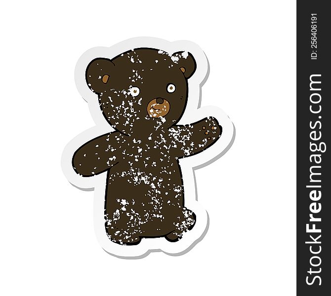 retro distressed sticker of a cartoon black bear cub
