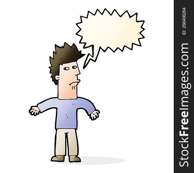 cartoon confused man with speech bubble