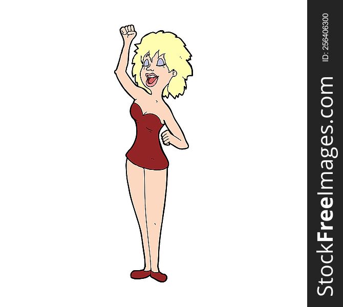 cartoon dancing woman