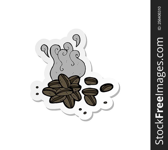 Sticker Of A Cartoon Coffee Beans