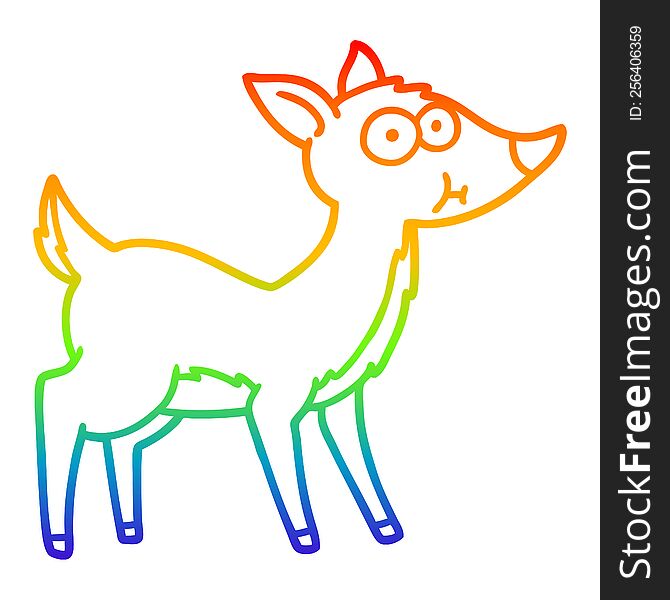 rainbow gradient line drawing of a cartoon deer