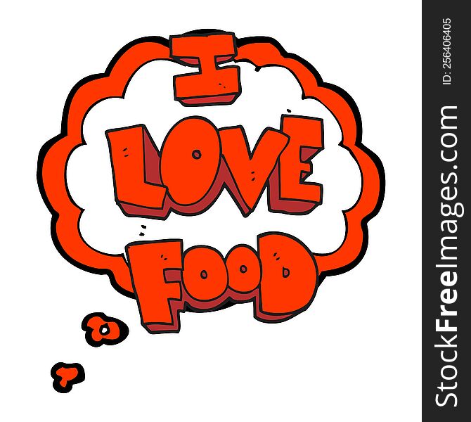 freehand drawn thought bubble cartoon I love food symbol