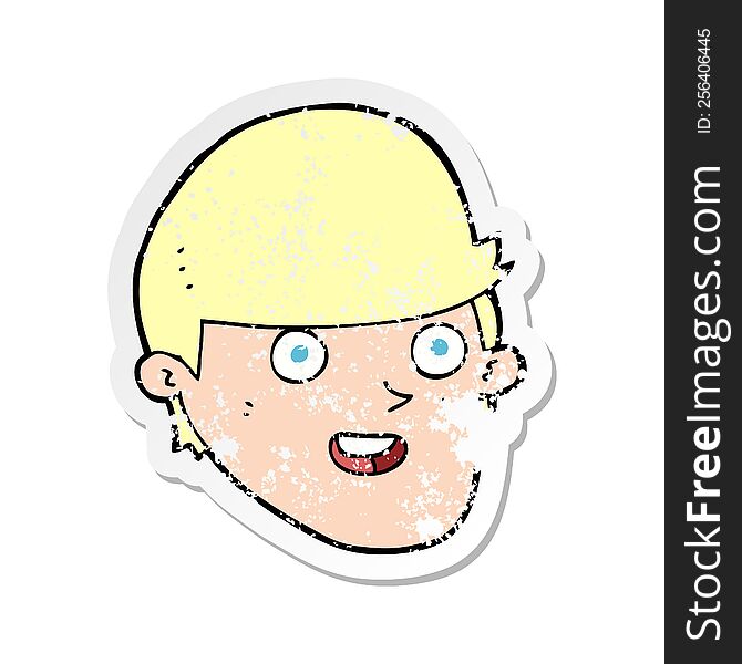 retro distressed sticker of a cartoon man with big chin