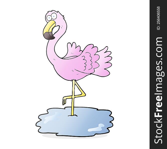 freehand drawn cartoon flamingo