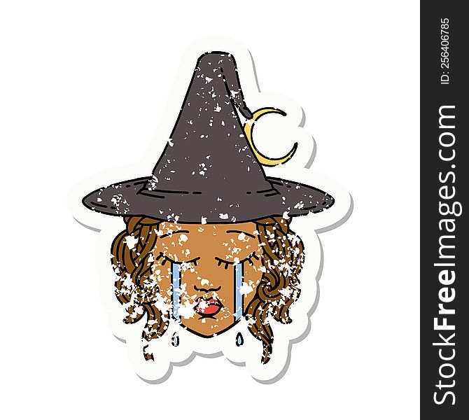 Crying Human Witch Character Illustration