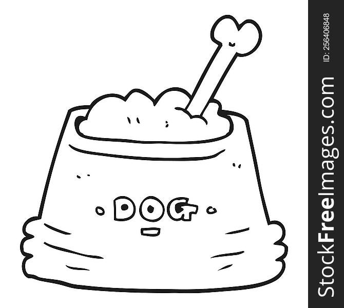 Black And White Cartoon Dog Food Bowl