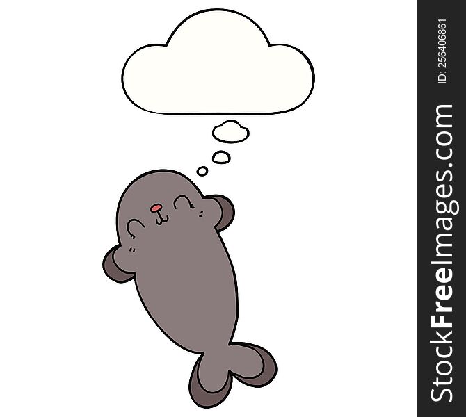 cartoon seal with thought bubble. cartoon seal with thought bubble