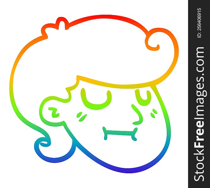 rainbow gradient line drawing of a cartoon happy blond boy