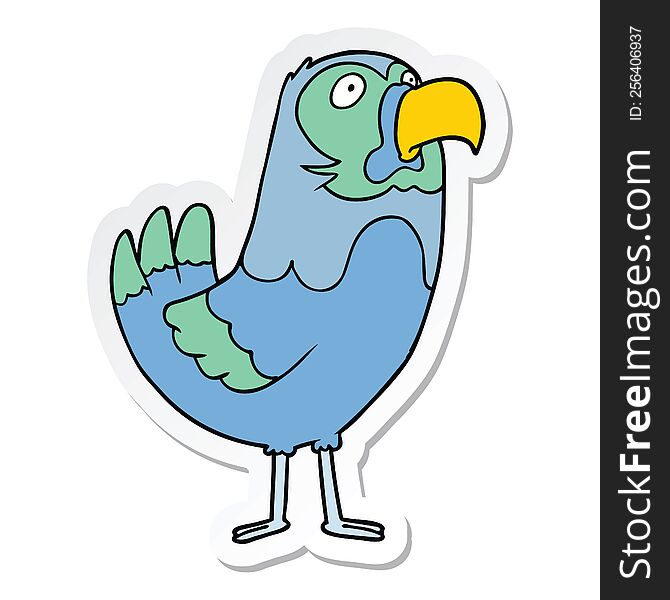 Sticker Of A Cartoon Parrot