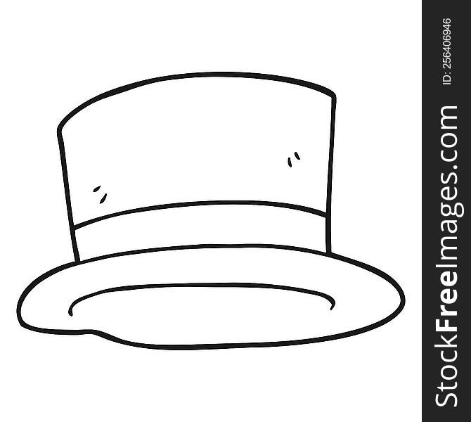 freehand drawn black and white cartoon top hat