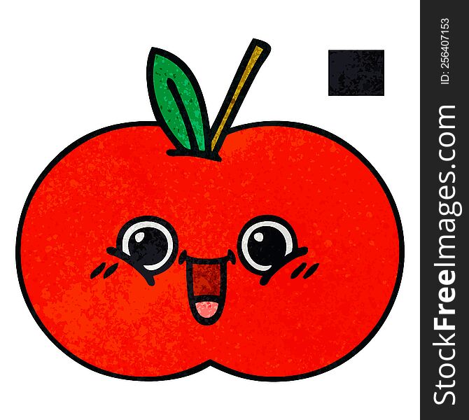 retro grunge texture cartoon of a red apple