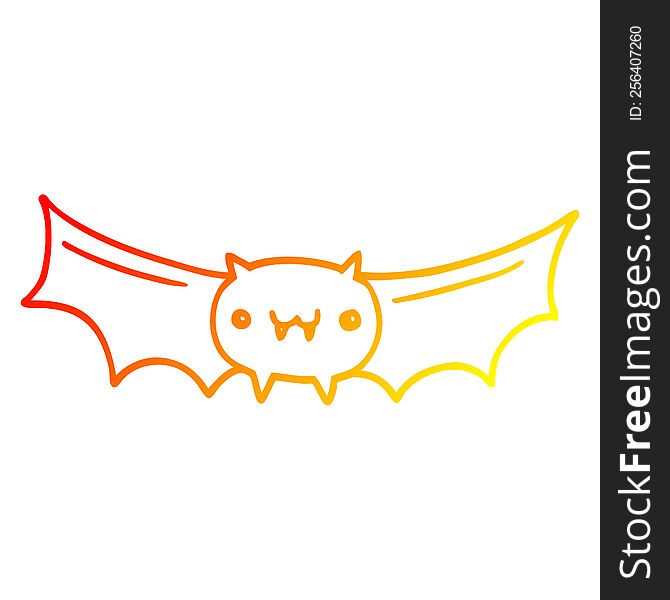 warm gradient line drawing of a cartoon vampire bat
