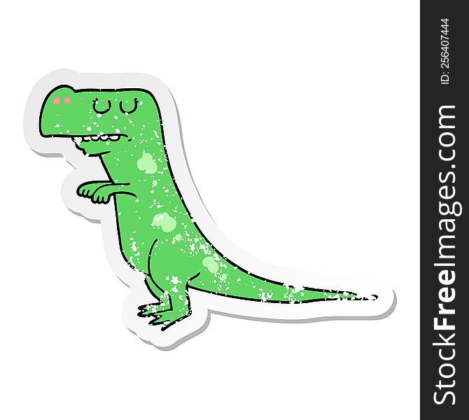 Distressed Sticker Of A Cartoon Dinosaur