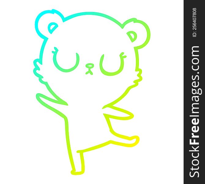 cold gradient line drawing of a peaceful cartoon polar bear
