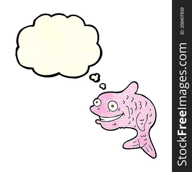 Cartoon Happy Fish With Thought Bubble
