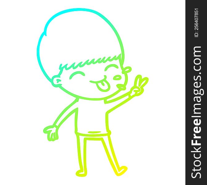 cold gradient line drawing of a cartoon boy