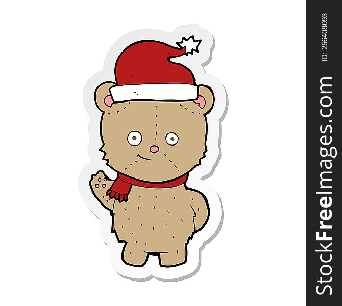 sticker of a cartoon christmas teddy bear
