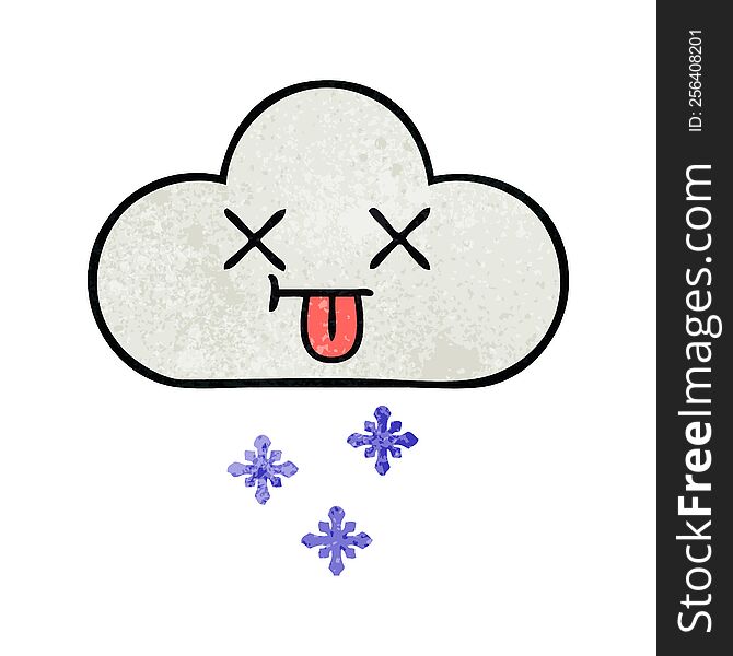 Retro Grunge Texture Cartoon Snow Cloud