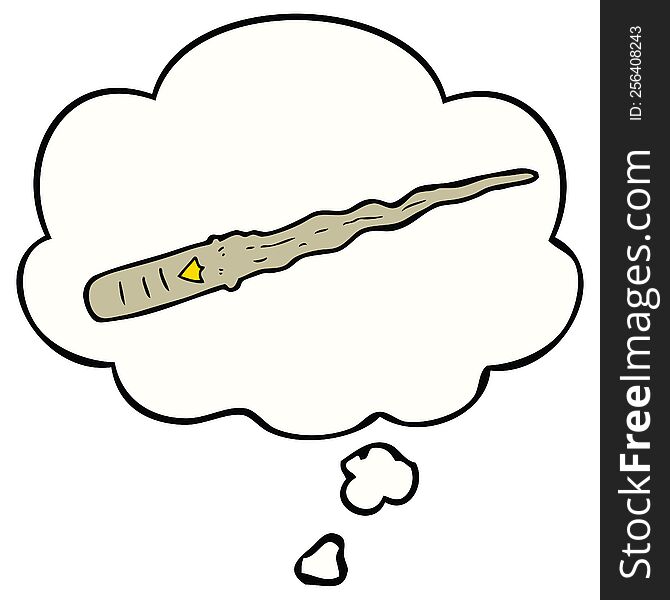 Cartoon Magic Wand And Thought Bubble