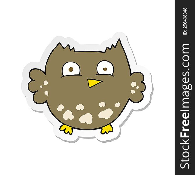 Sticker Of A Cartoon Little Owl