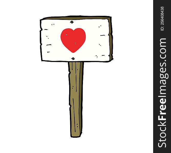 Cartoon Love Heart Sign Post