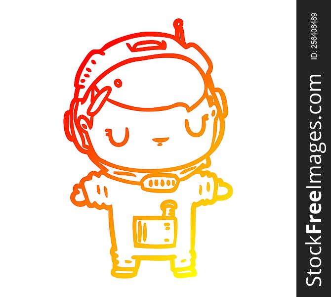 Warm Gradient Line Drawing Cute Astronaut