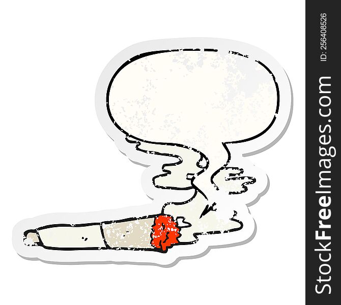 Cartoon Cigarette And Speech Bubble Distressed Sticker