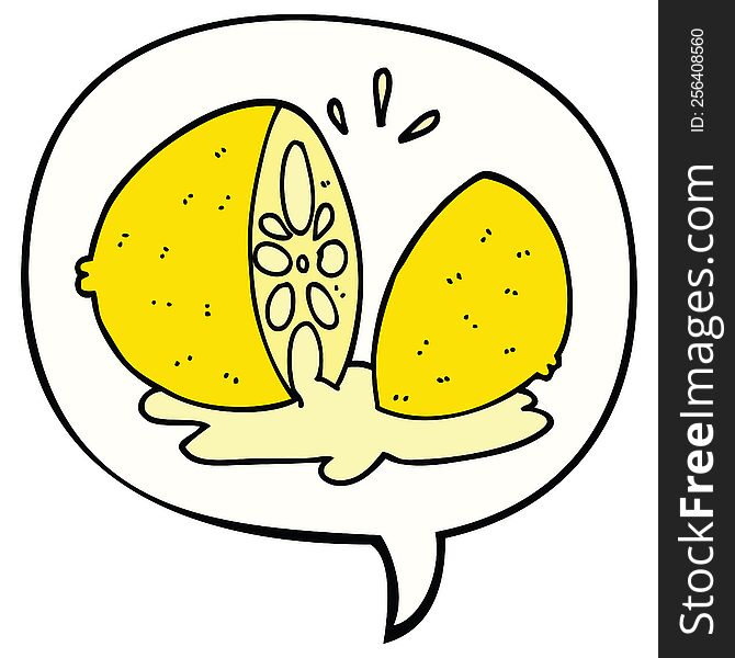 cartoon cut lemon and speech bubble