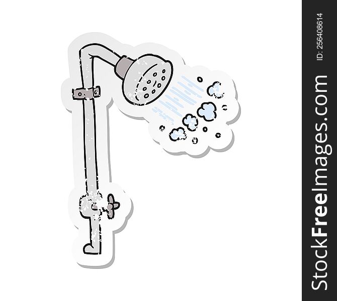 Retro Distressed Sticker Of A Cartoon Shower