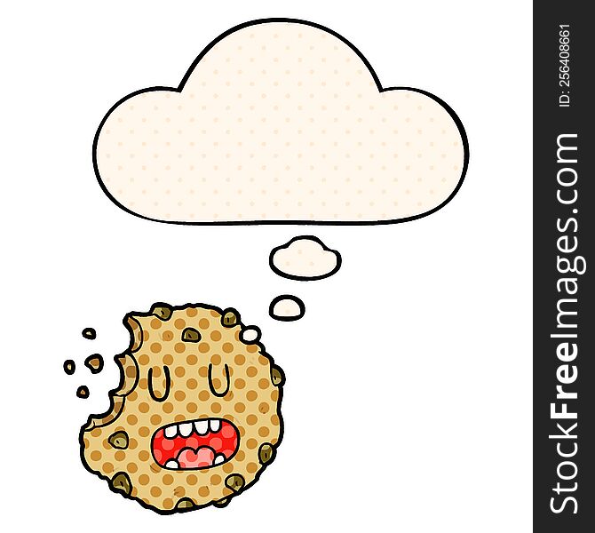 Cartoon Cookie And Thought Bubble In Comic Book Style