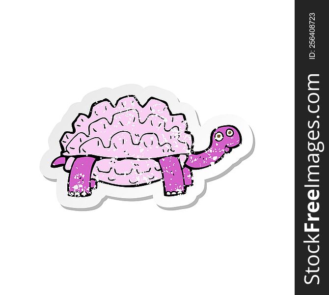 Retro Distressed Sticker Of A Cartoon Tortoise