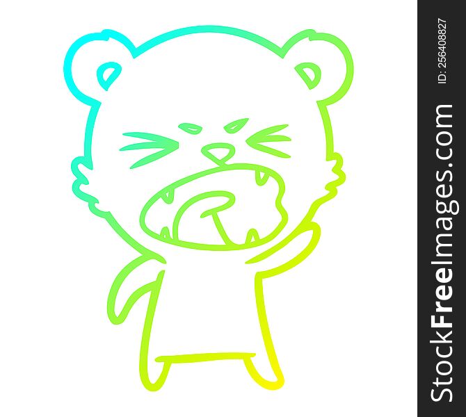 Cold Gradient Line Drawing Angry Cartoon Polar Bear