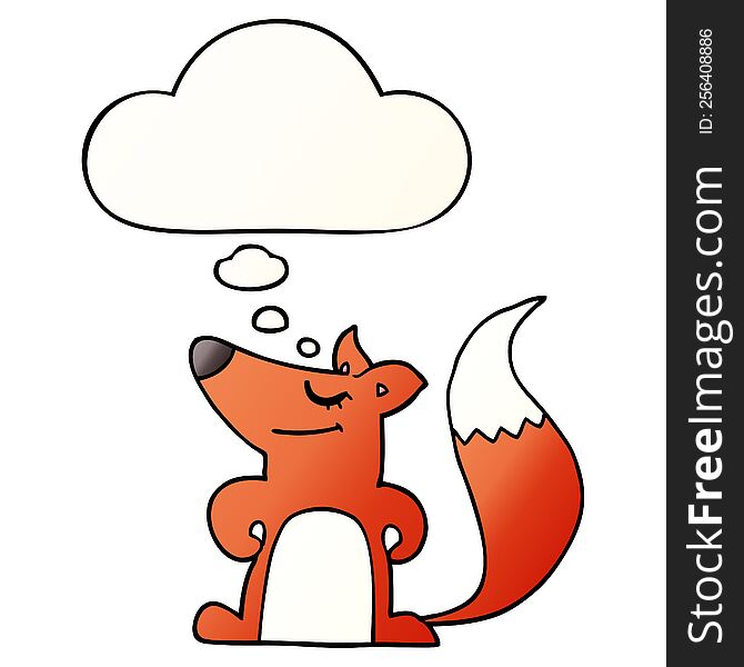 Cartoon Fox And Thought Bubble In Smooth Gradient Style
