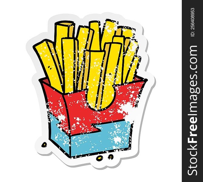 Distressed Sticker Of A Cartoon Fries