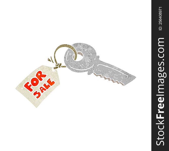 Retro Cartoon House Key With For Sale Tag