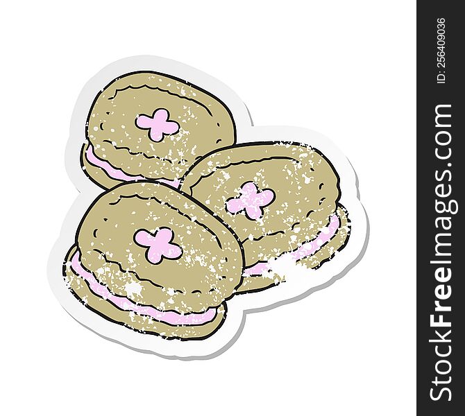 Retro Distressed Sticker Of A Cartoon Biscuits