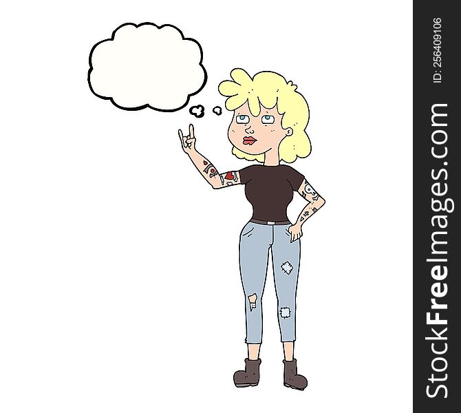 Thought Bubble Cartoon Rocker Girl