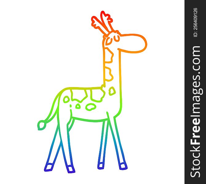 rainbow gradient line drawing of a cartoon funny giraffe