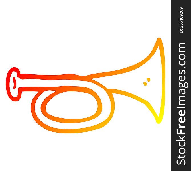 warm gradient line drawing of a cartoon brass horn