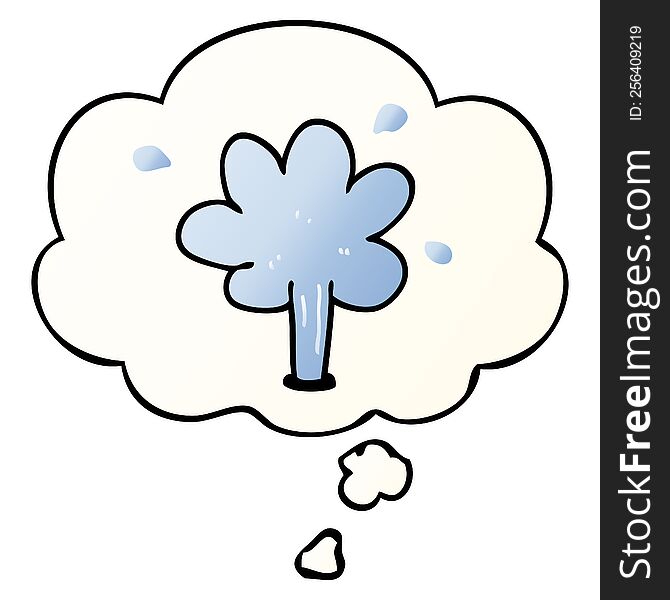 cartoon squirting water with thought bubble in smooth gradient style