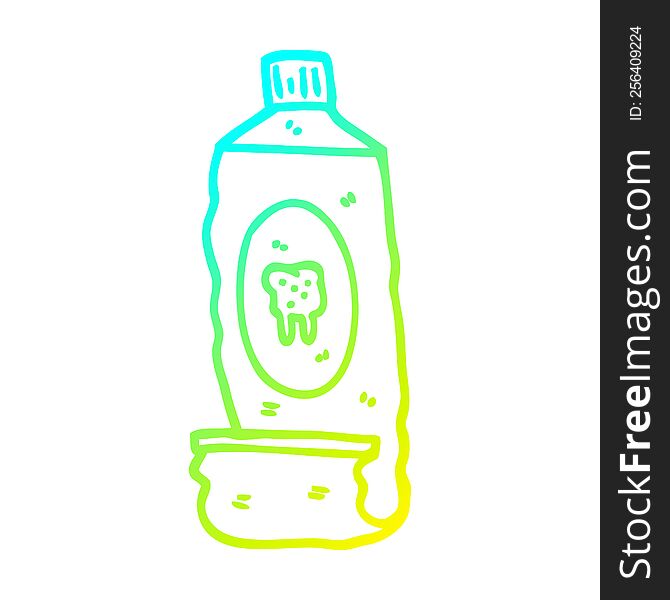 cold gradient line drawing of a cartoon toothpaste