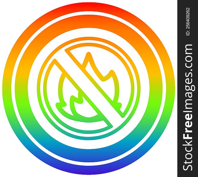 no flames circular icon with rainbow gradient finish. no flames circular icon with rainbow gradient finish
