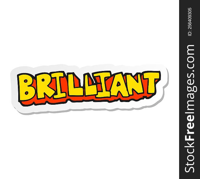 Sticker Of A Brilliant Cartoon Word