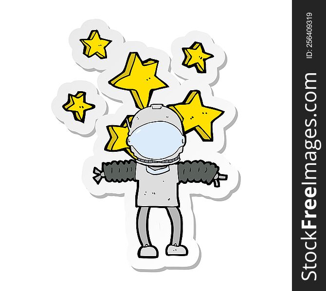 Sticker Of A Cartoon Space Man