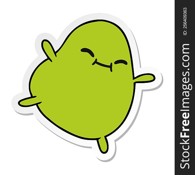 freehand drawn sticker cartoon of a cute jumping bean