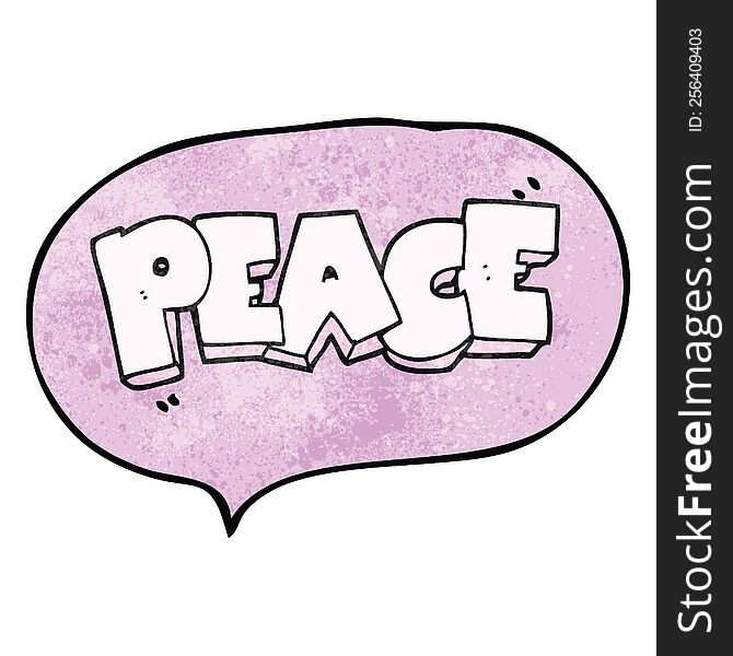 freehand speech bubble textured cartoon word peace