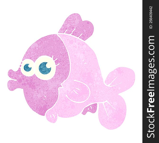 funny freehand retro cartoon fish with big pretty eyes. funny freehand retro cartoon fish with big pretty eyes