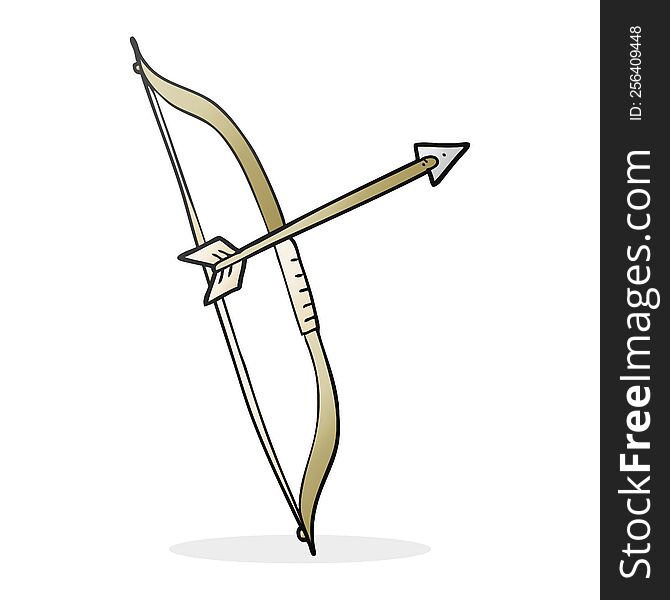 freehand drawn cartoon bow and arrow